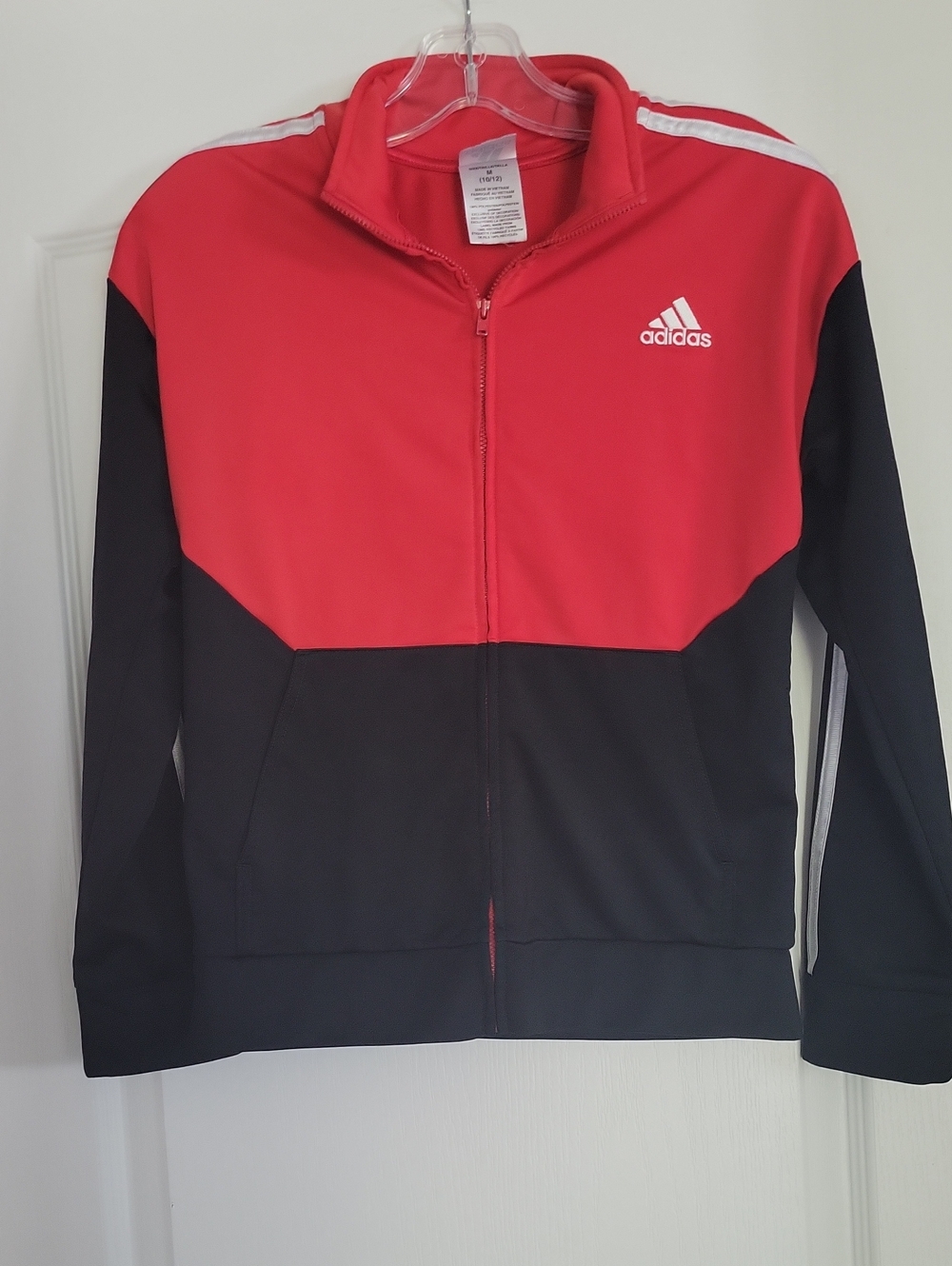 adidas Kids Red and Black Colorblock Zip Jacket